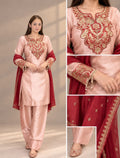 Metallic Red Party Wear Suit with Farshi Salwar