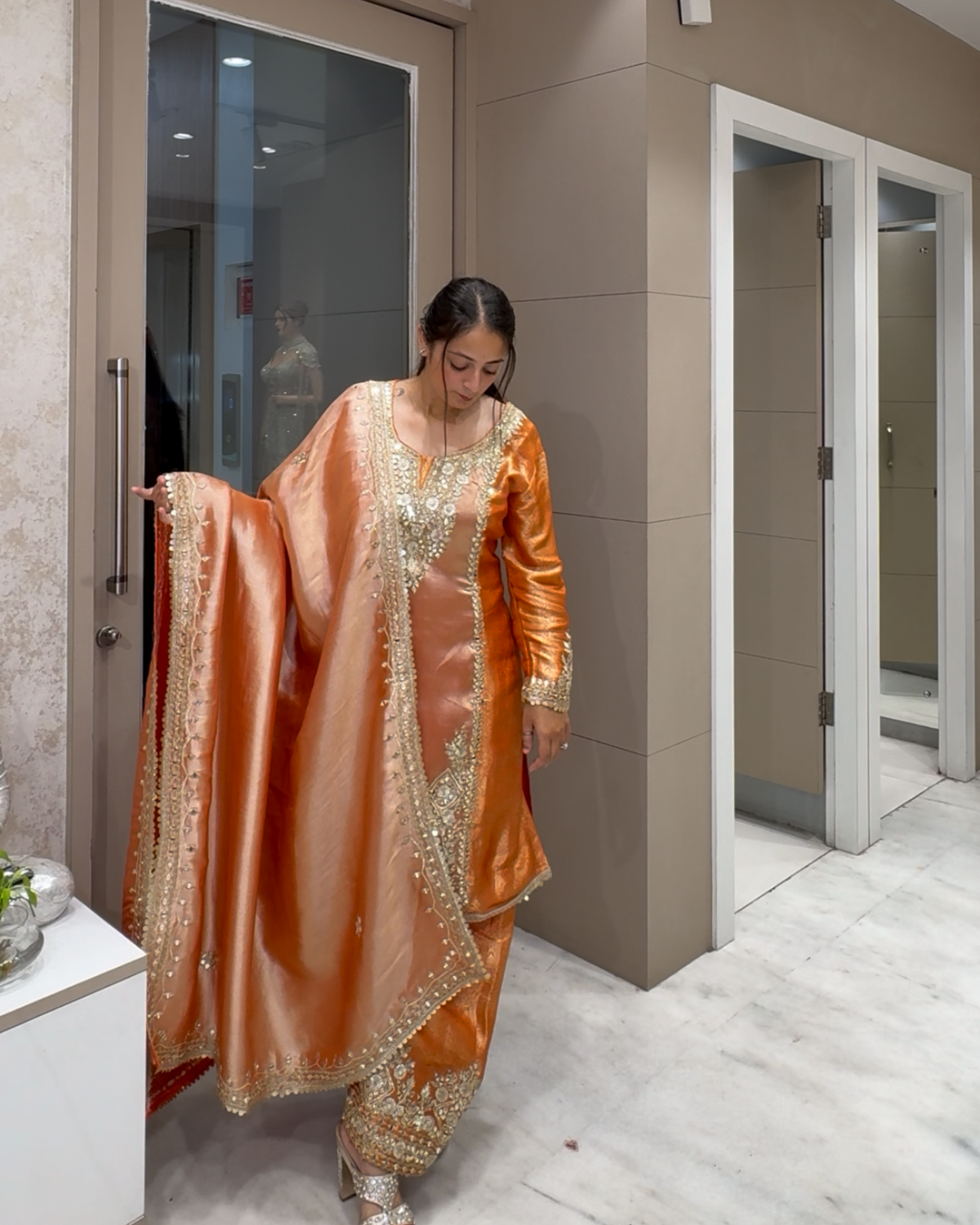 Golden - Rust Party Wear Suit Set
