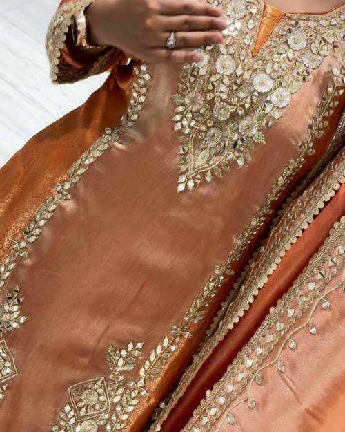 Golden - Rust Party Wear Suit Set