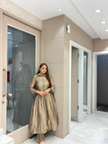 Olive Gold Embellished Anarkali Suit Set