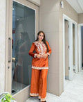 Rust Orange Embroidered Winter Co-ord Set