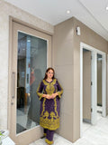 Deep Purple Embroidered Winter Kurta Set
