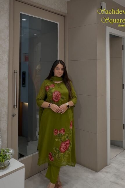 GREEN FROCK STYLE KURTA SET